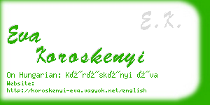 eva koroskenyi business card